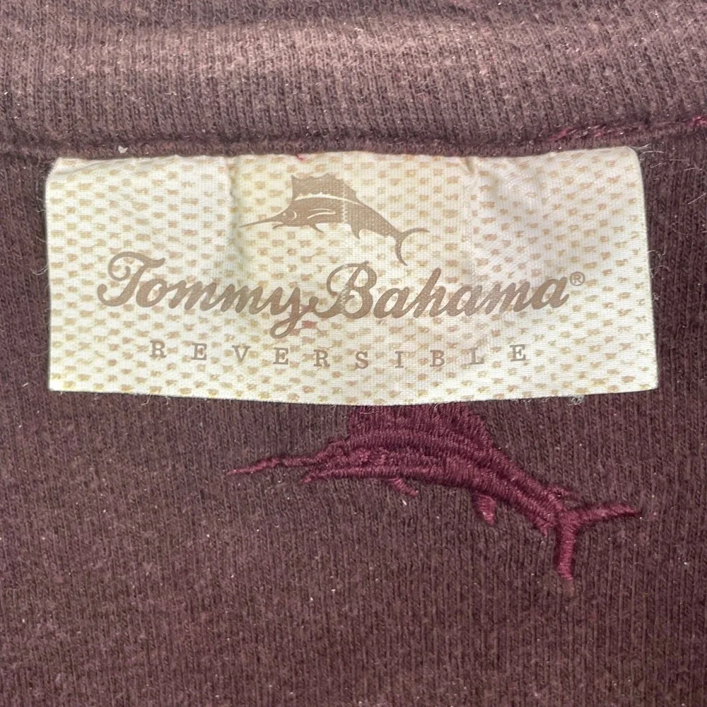 Tommy‎ Bahama Quarter Zip Pullover Mens XXL Burgundy Reversible Cotton Sweater